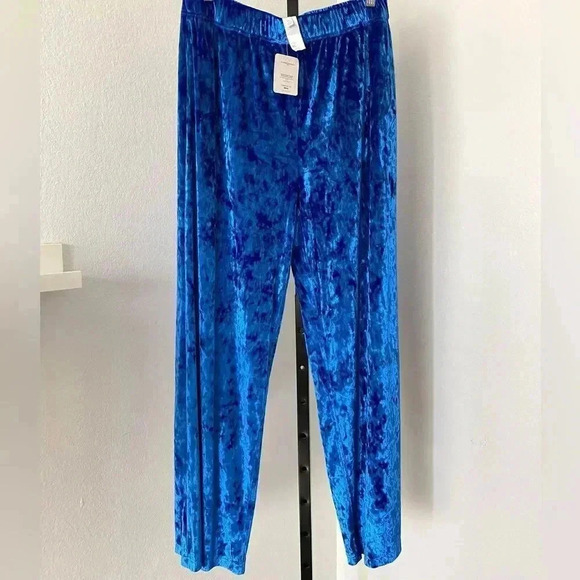 Fabletics Wide Leg Go To Velour Velvet Pants New Pull On Elastic High Waist - Picture 6 of 16